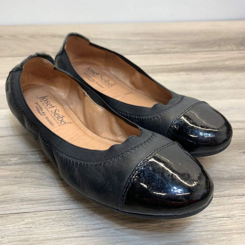 Josef Seibel Pippa Black Leather Ballet Comfort Shoes Womens Sz 37 6 Double‎ Air
